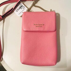 Kate Spade Rococo Pink Bradley Pebbled Leather Chain Crossbody NEW